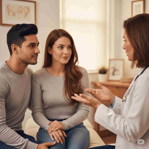 casal consultando o medico para engravidar